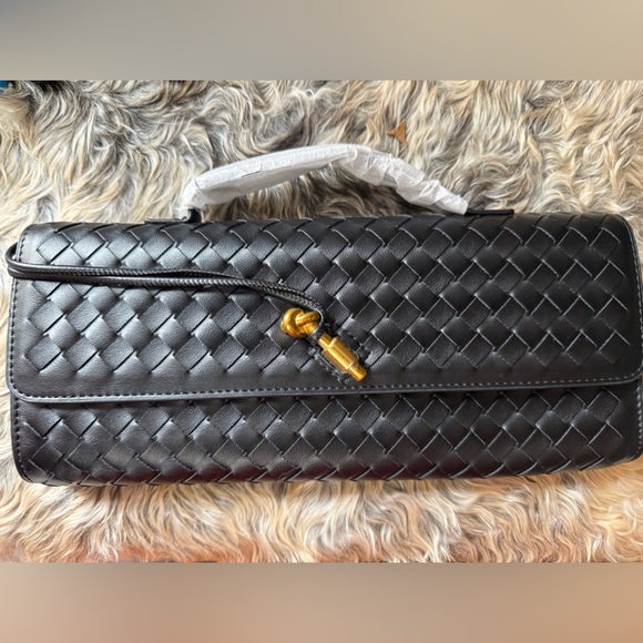 Black Woven Clutch with Gold Accent - Picture 6 of 6